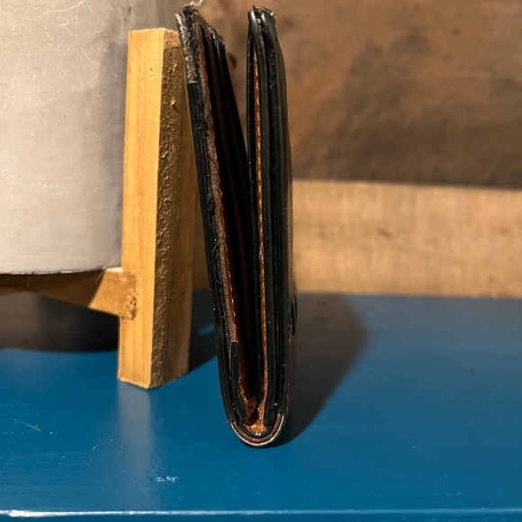 Coach Unisex Wallet Vintage Leather Black Brown Small Whipstitch - Picture 7 of 9